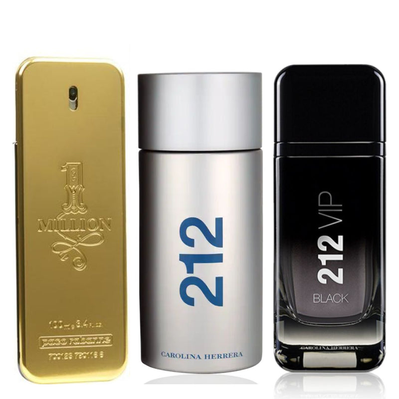 PROMO 53 (ONE MILLION+ 212 MEN NYC + 212 VIP BLACK 100 ML) GRAN OFERTA PERFUMES MASCULINOS